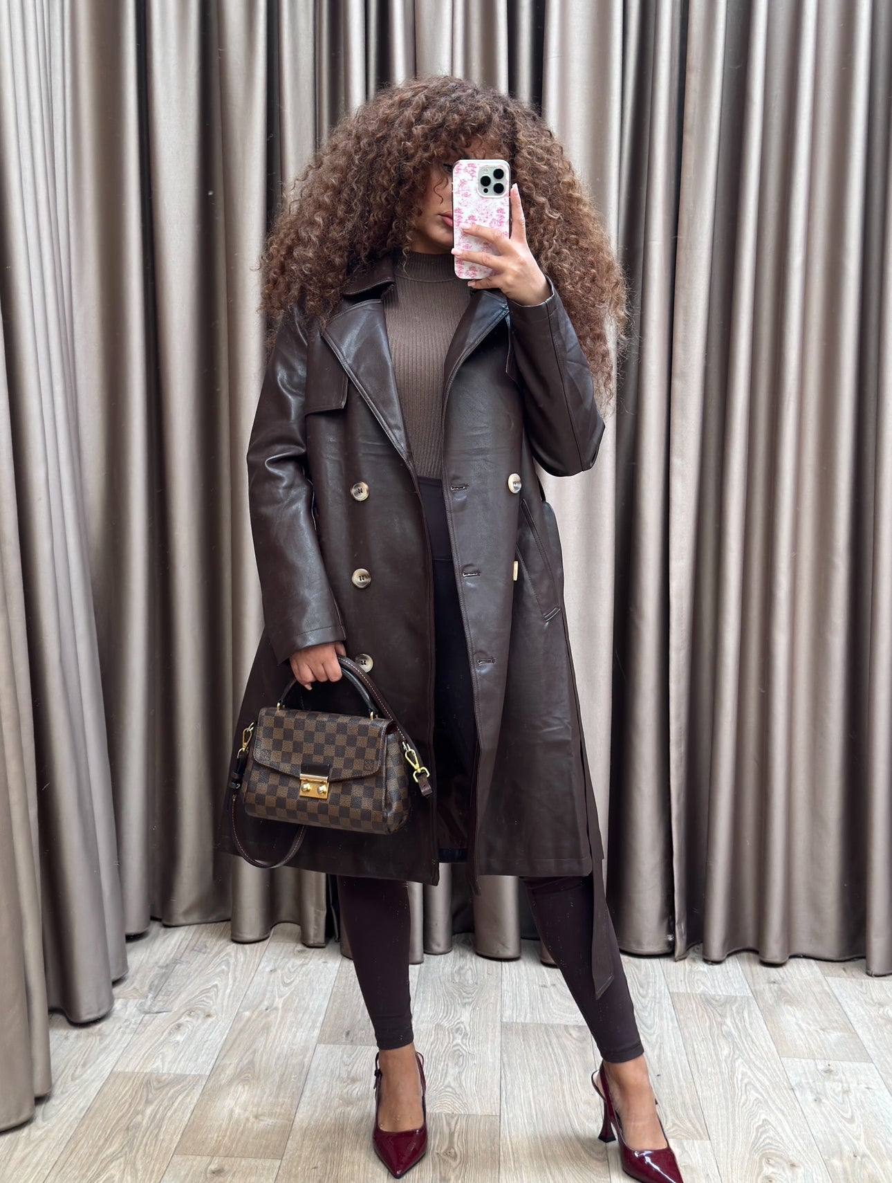 Imane faux Leather coffee