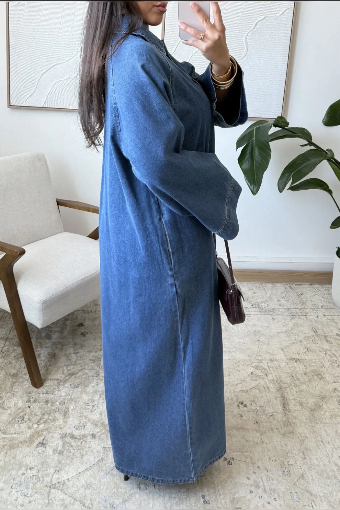 Denim maxi dress dark blue