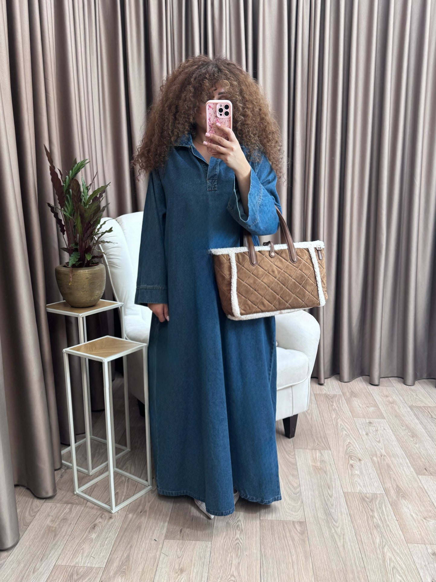 Denim maxi dress dark blue