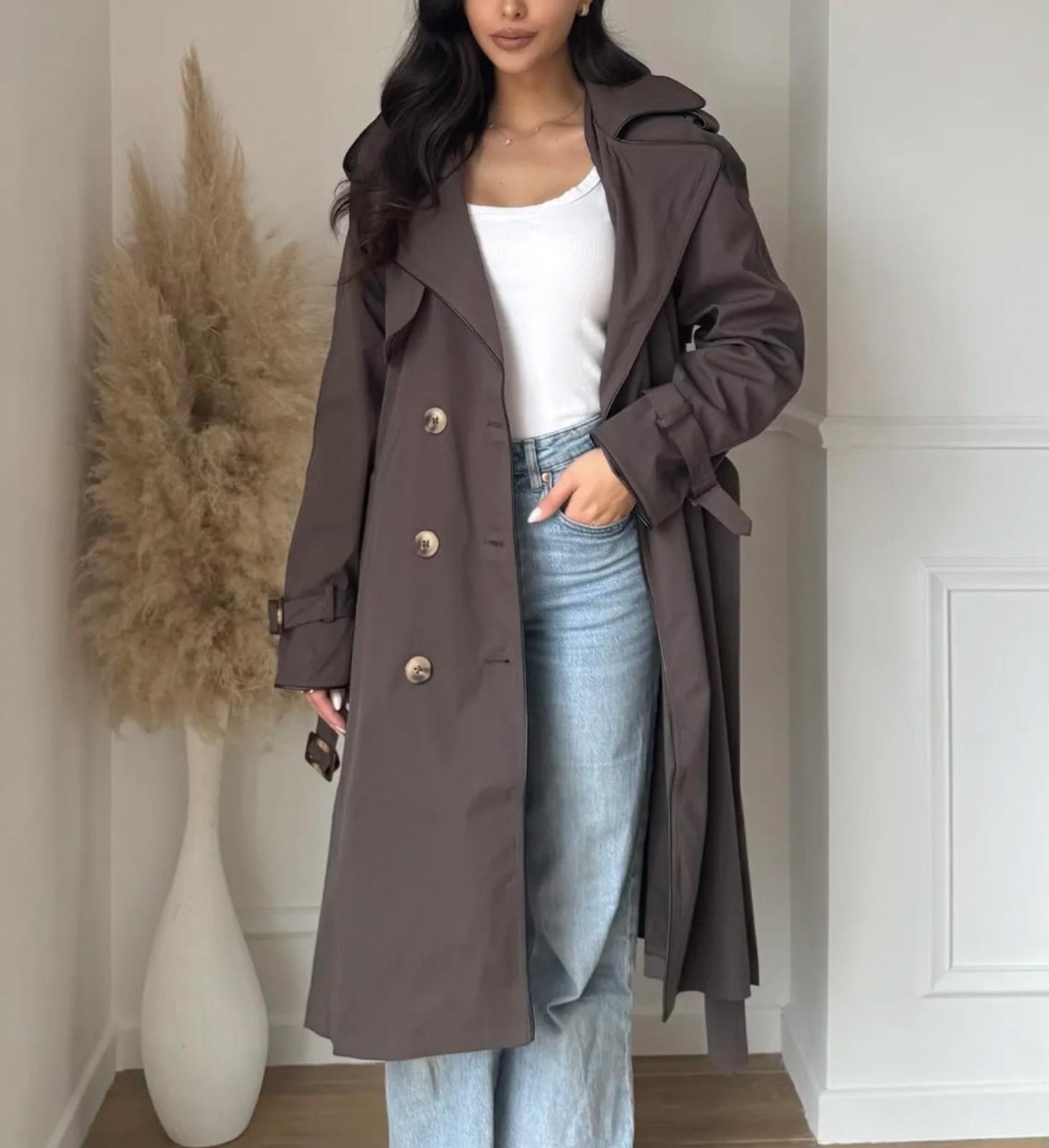 Teddy trenchcoat midi coffee