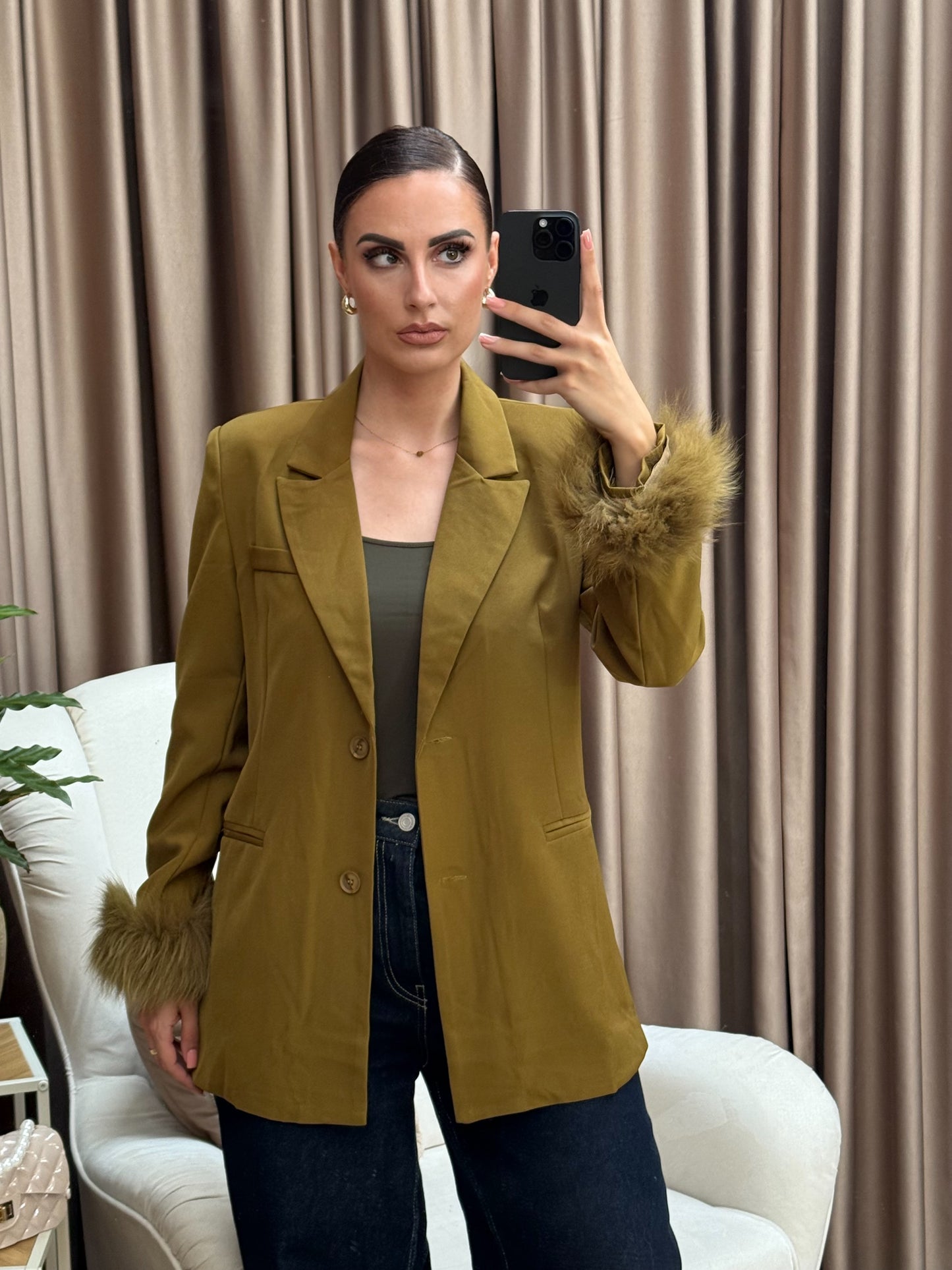 Naira blazer green