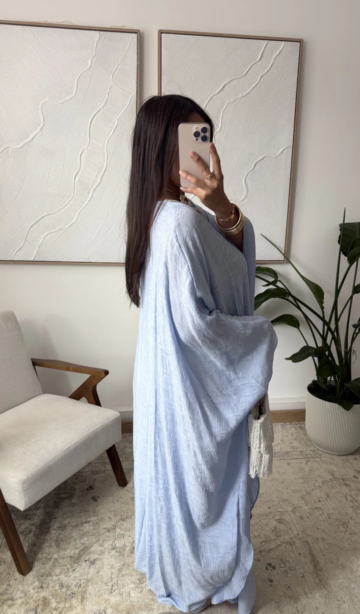 Lulu abaya gold detail blue