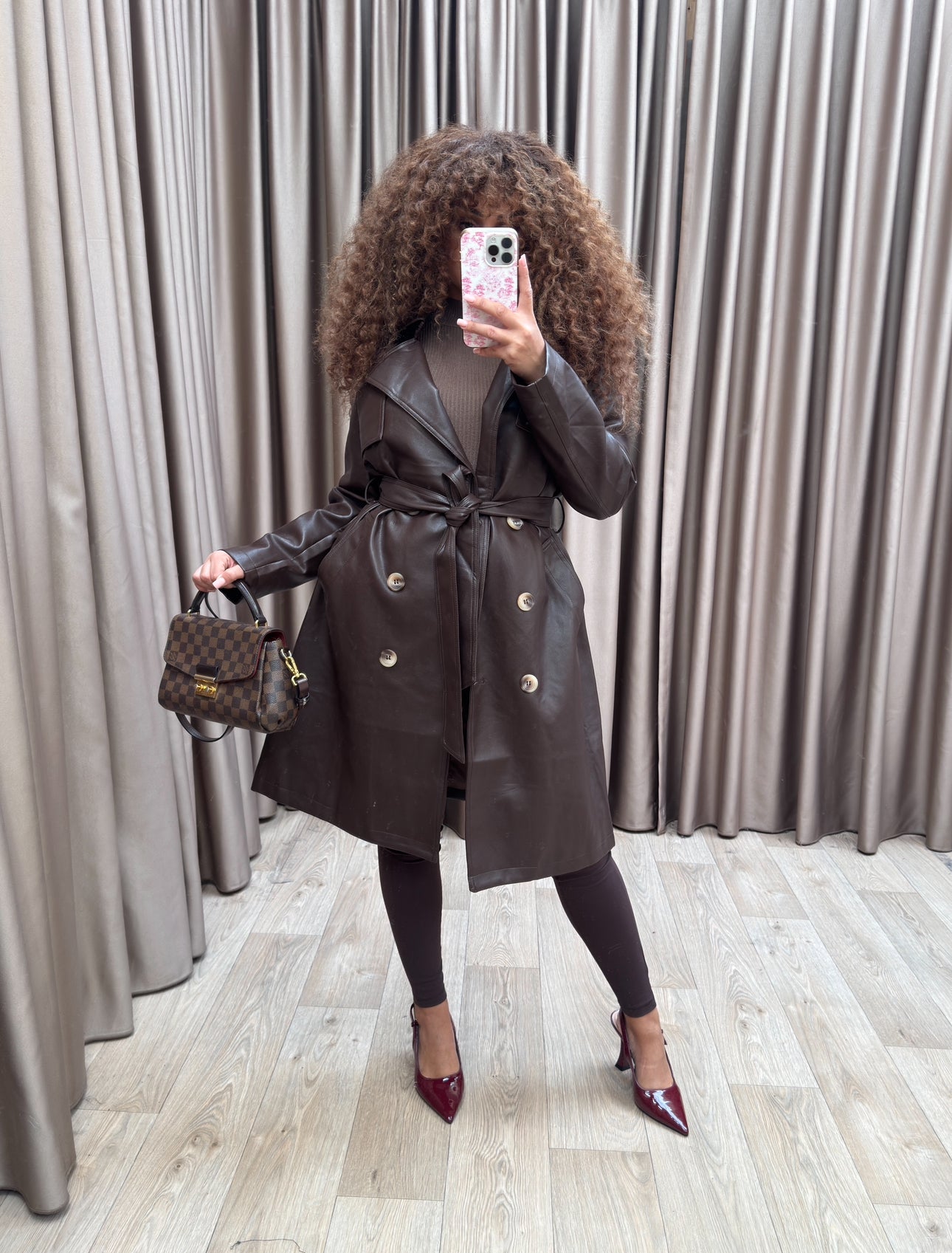 Imane faux Leather coffee