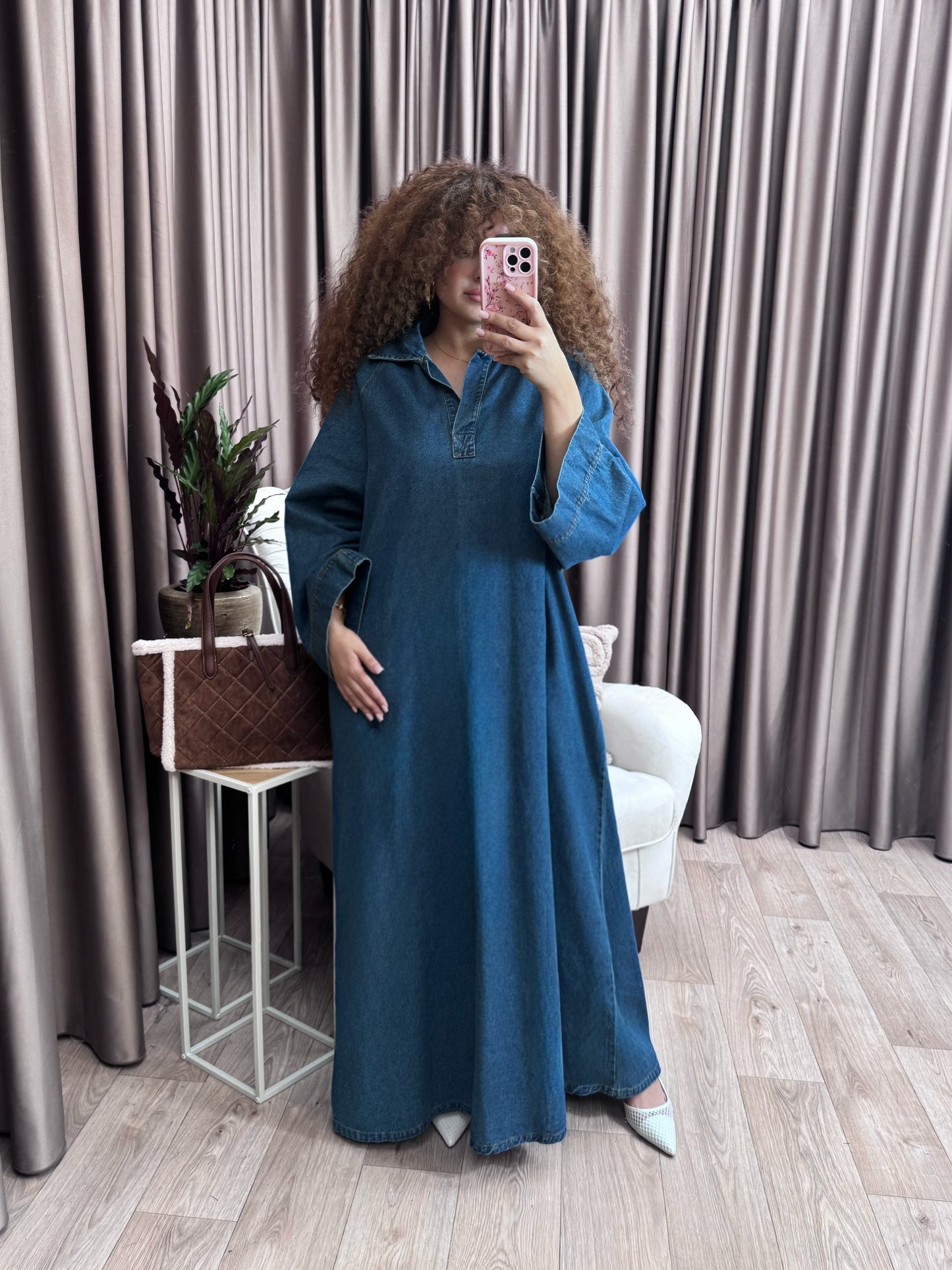 Denim maxi dress dark blue
