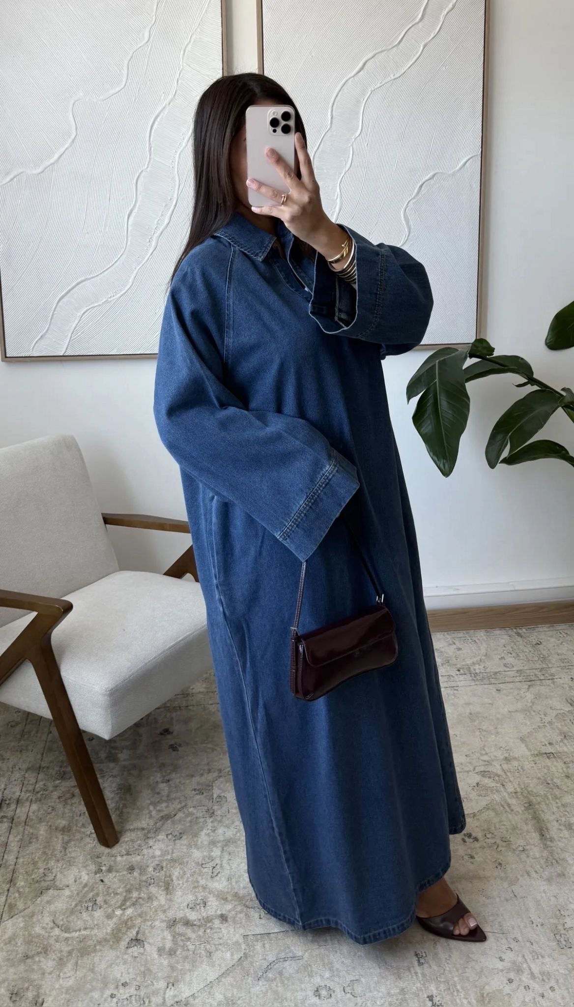 Denim maxi dress dark blue