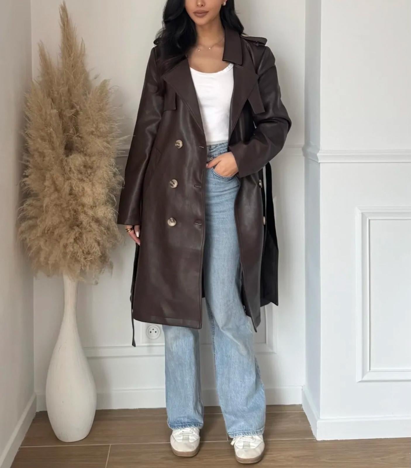 Imane faux Leather coffee