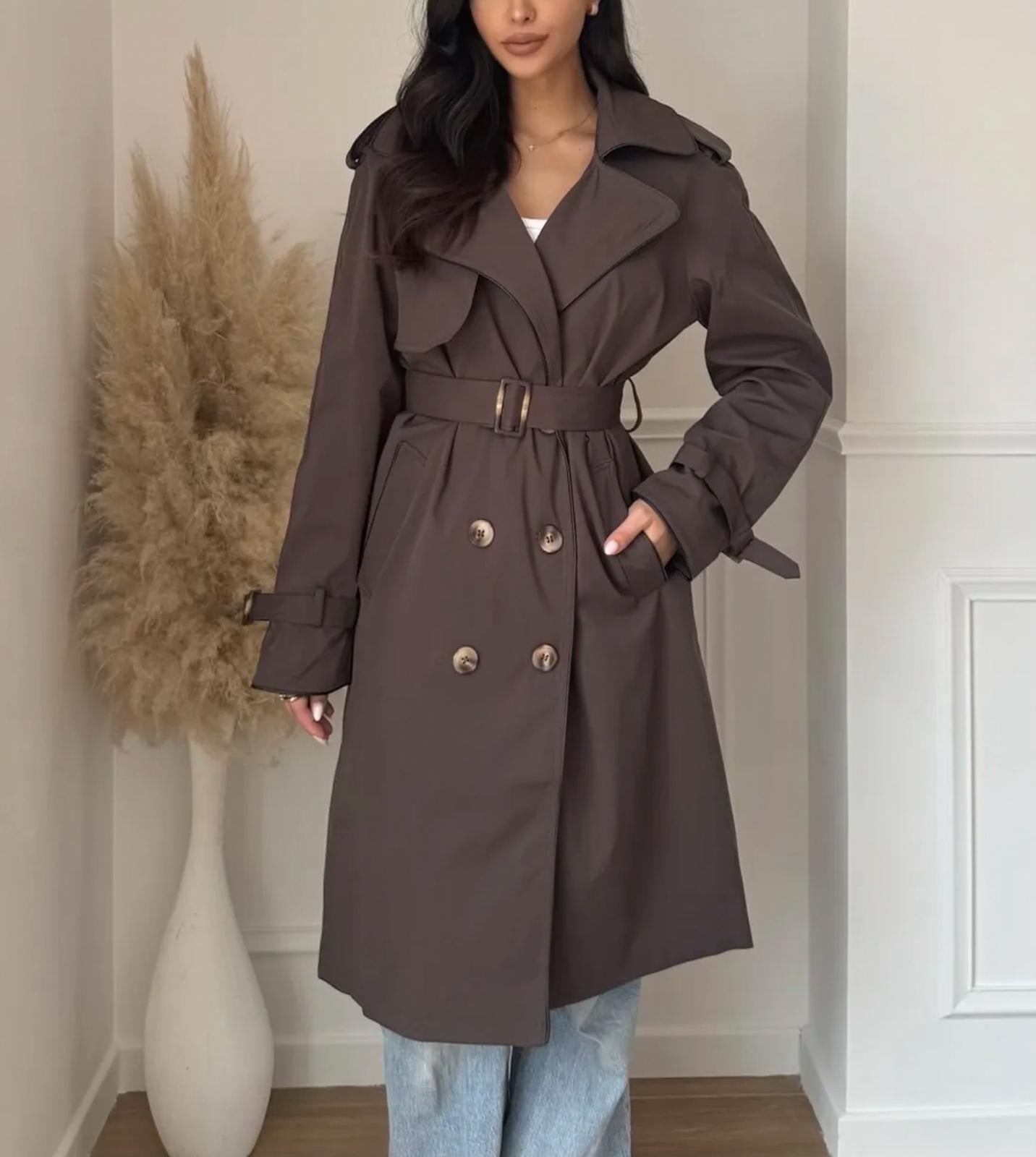 Teddy trenchcoat midi coffee