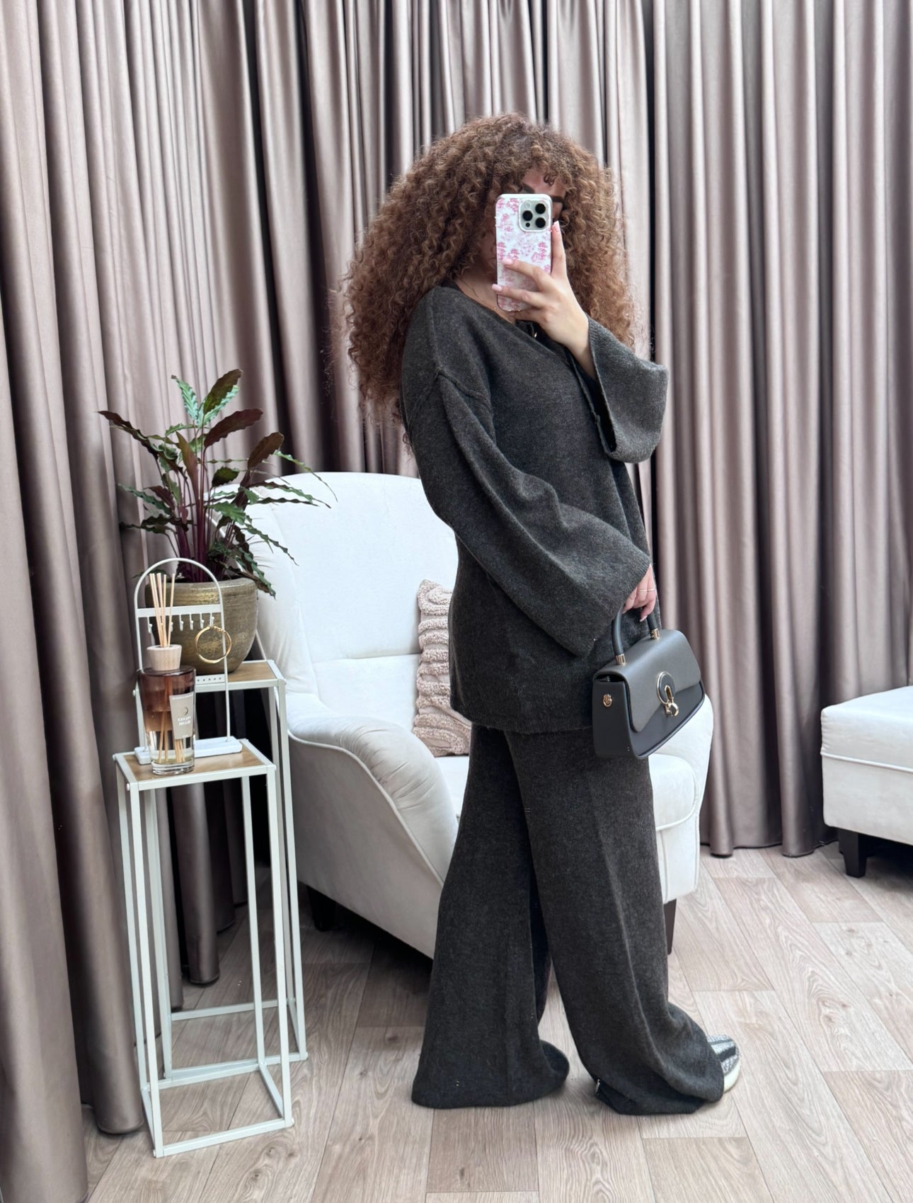 Popke grey with “ gold buttons “