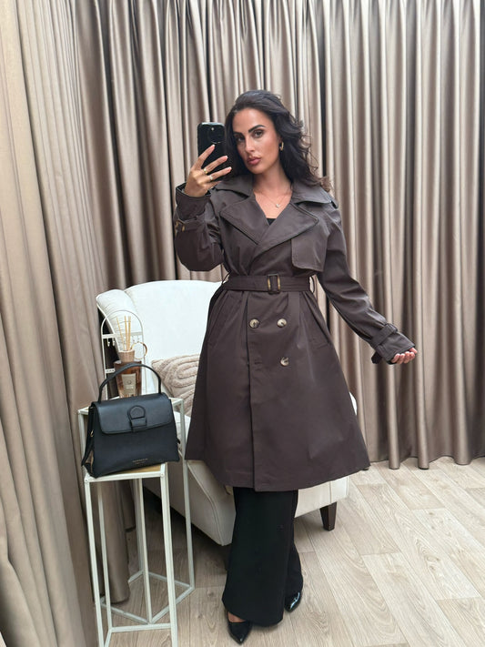 Teddy trenchcoat midi coffee