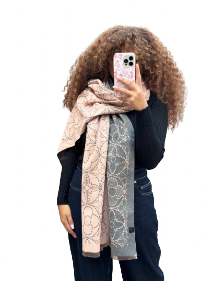 Sjaal Flower pink/grey