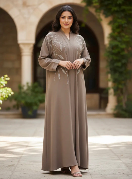 Farida glam abaya Brown