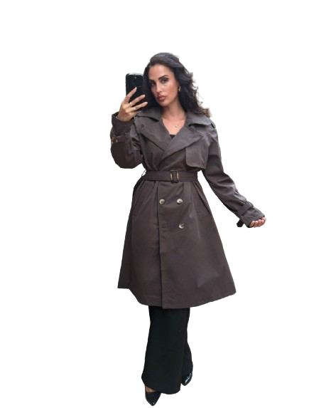 Teddy trenchcoat midi coffee