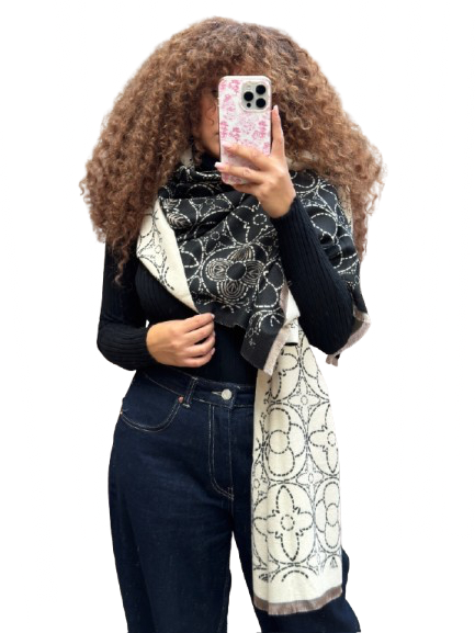 Sjaal lou crème/blacm