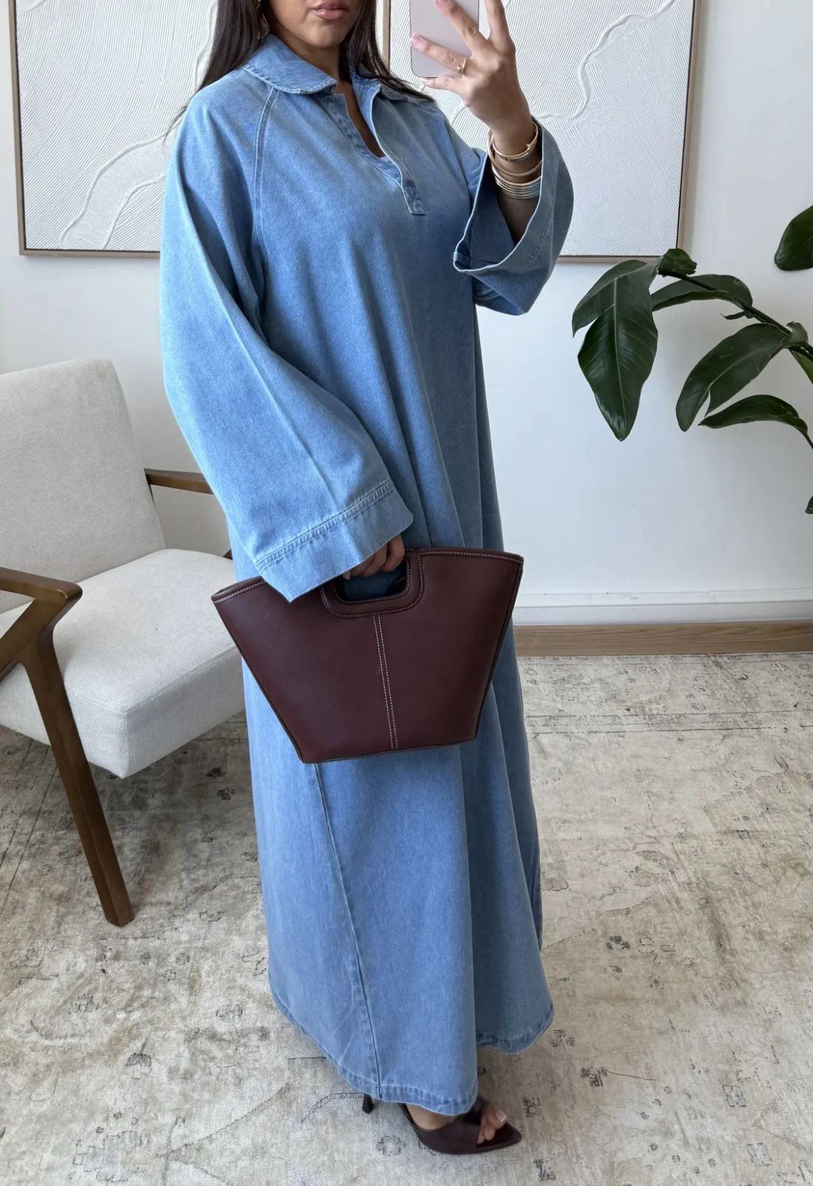 Denim maxi dress light blue