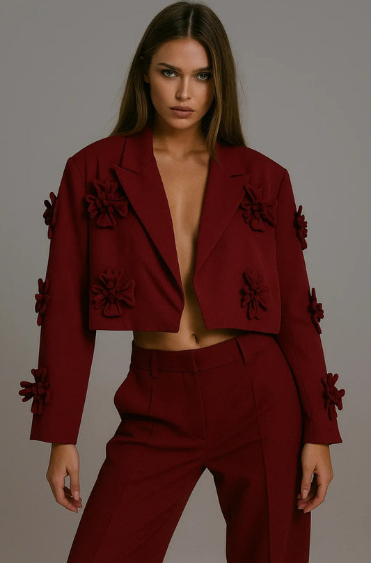 Flower short bordeaux