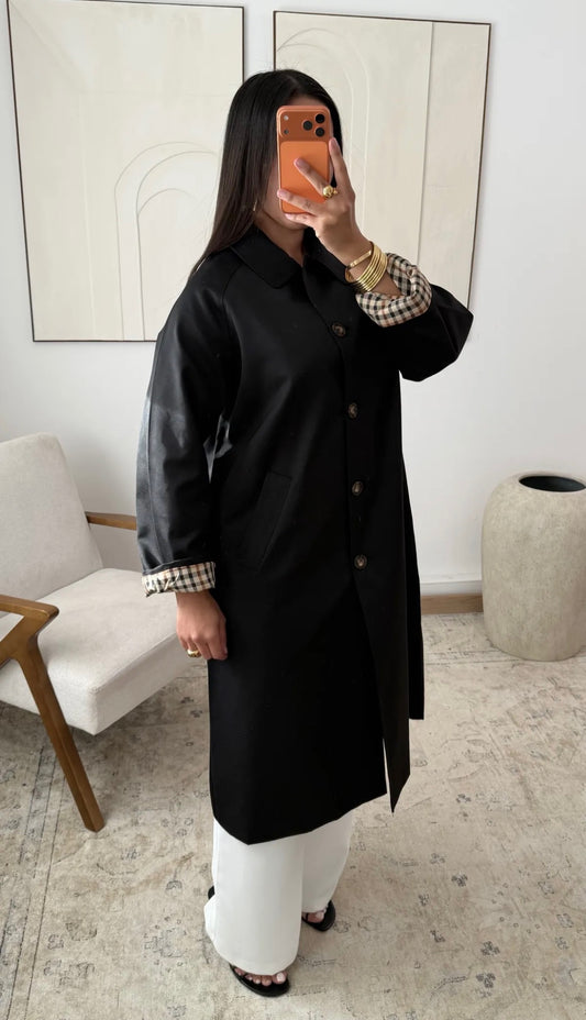 Raven black oversized trenchcoat