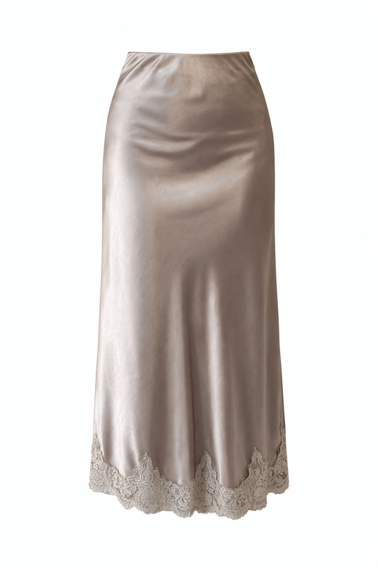 Satin skirt taupe