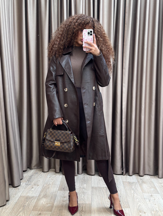 Imane faux Leather coffee