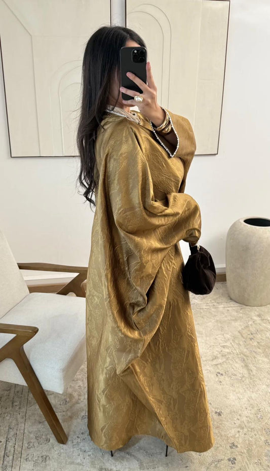 Sahara luxe abaya mosterd