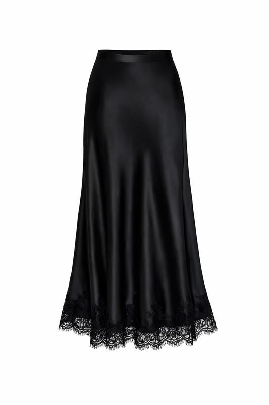 Satin skirt black