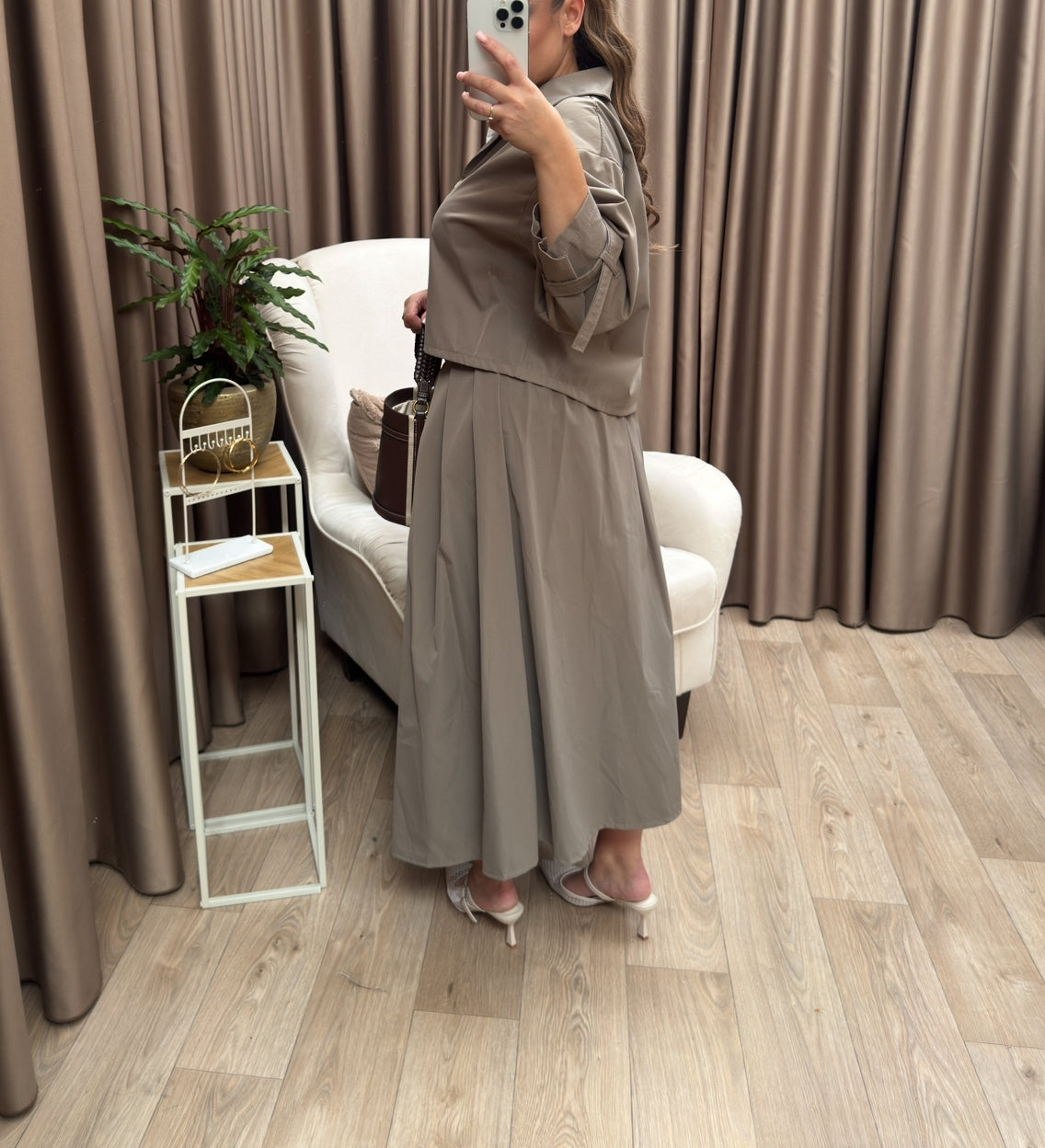 Trenchcoat set taupe