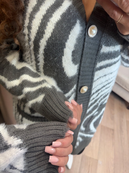 Snoopie vest Pearle button grey