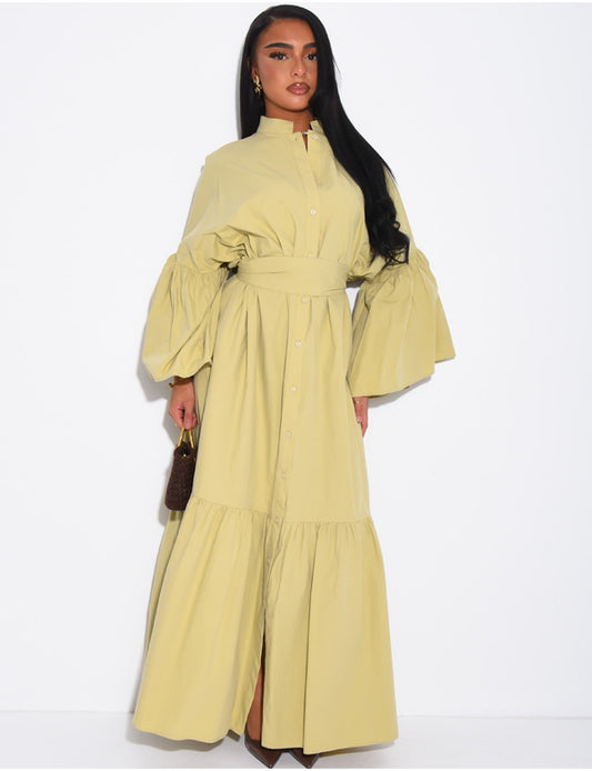 Jean blouse-dress avocado