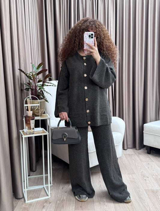 Popke grey with “ gold buttons “
