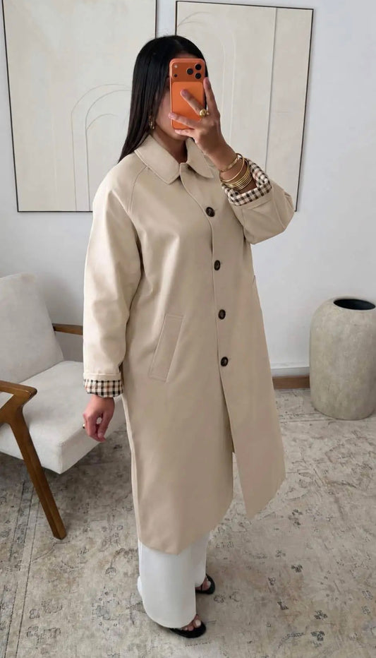 Raven crème oversized trenchcoat