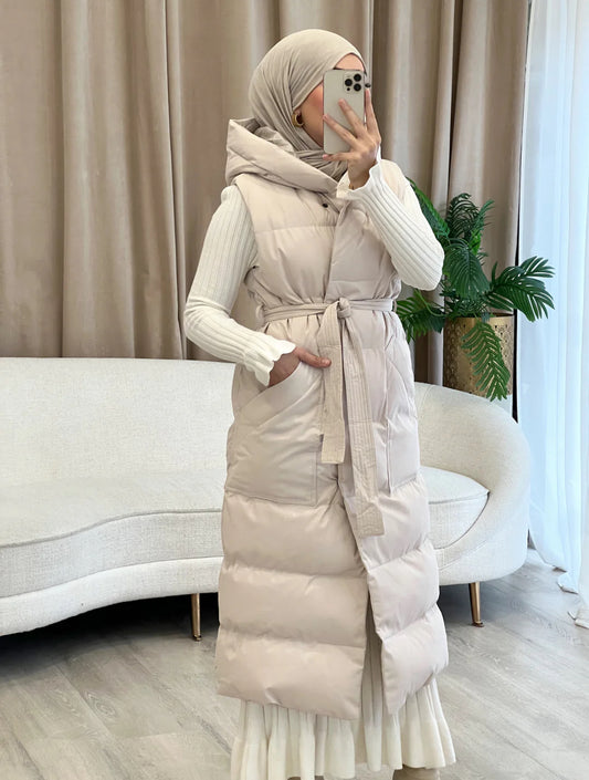 Ilanii long bodywarmer crème