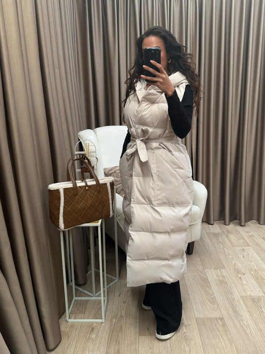 Ilanii long bodywarmer crème
