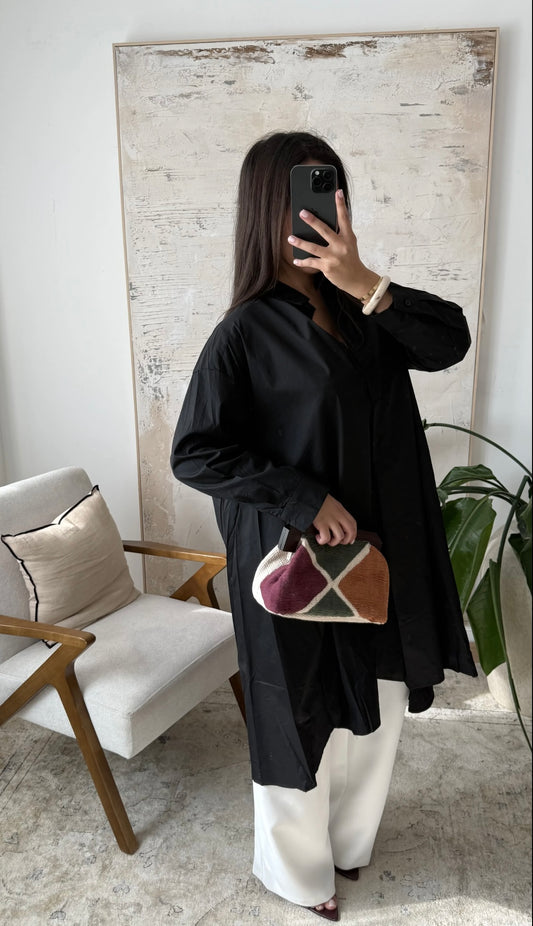 Dira blouse extra long black