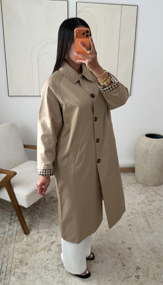 Raven taupe oversized trenchcoat