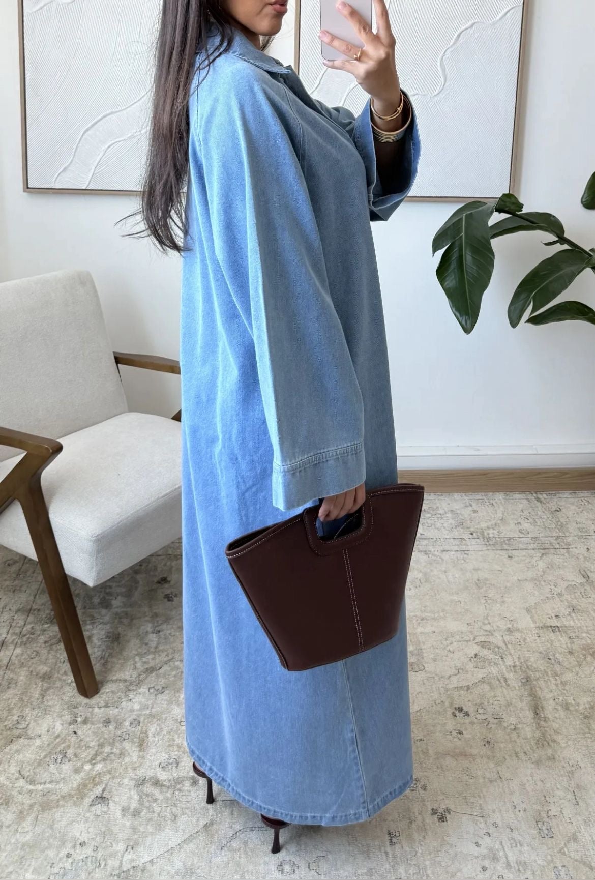 Denim maxi dress light blue