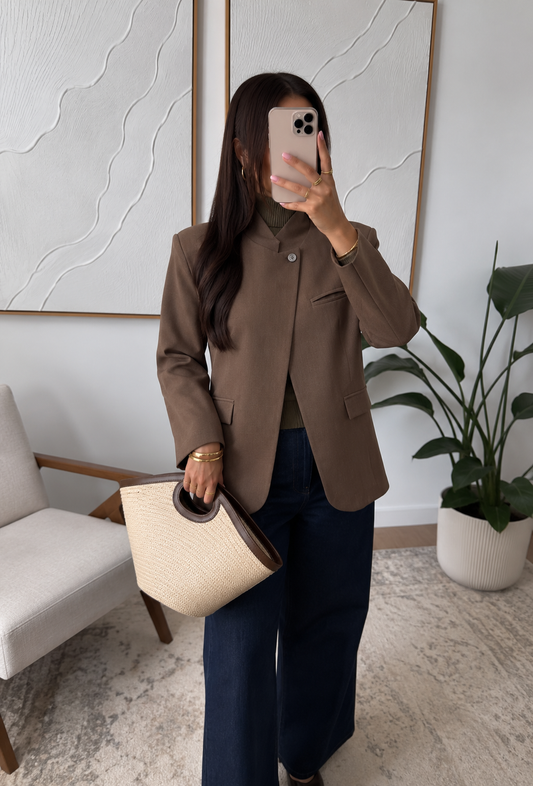 One button blazer Brown