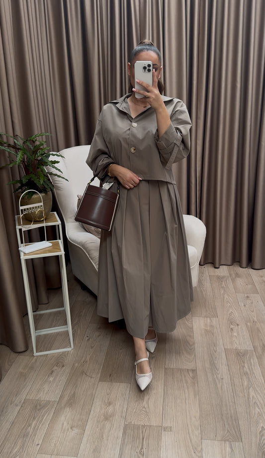 Trenchcoat set taupe