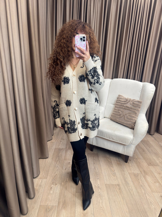 Snoopie vest crème/black