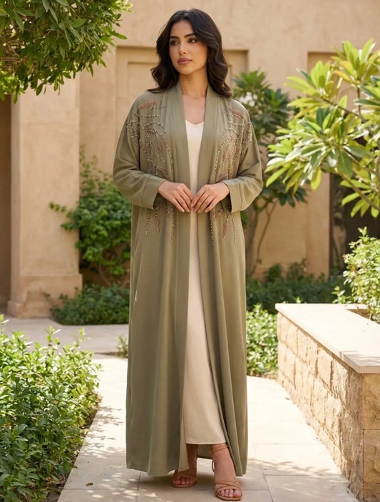 Farida glam abaya kaki