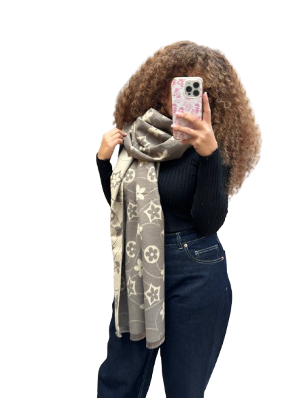 Sjaal lou crème/taupe