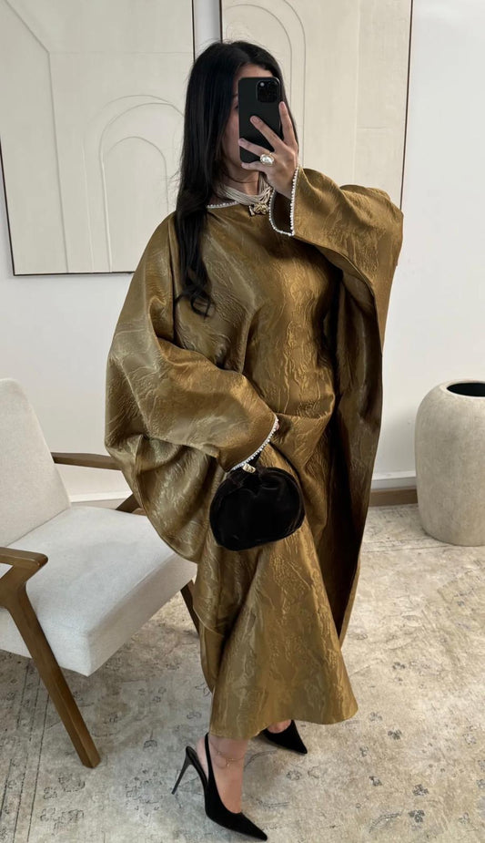 Sahara luxe abaya mosterd