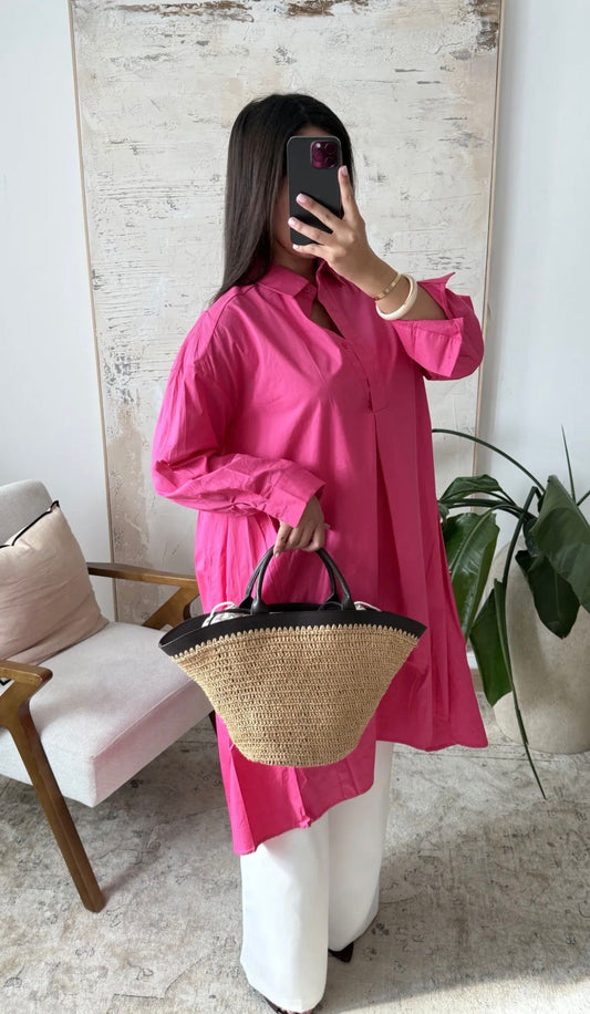 Dira blouse extra long pink