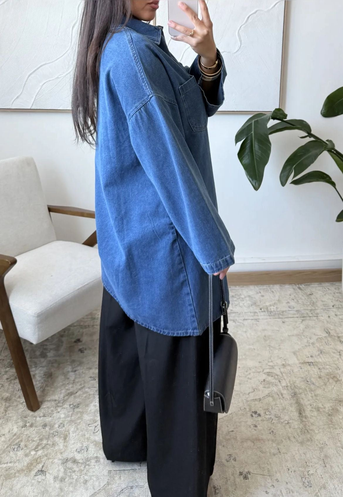 Denim long maxi top
