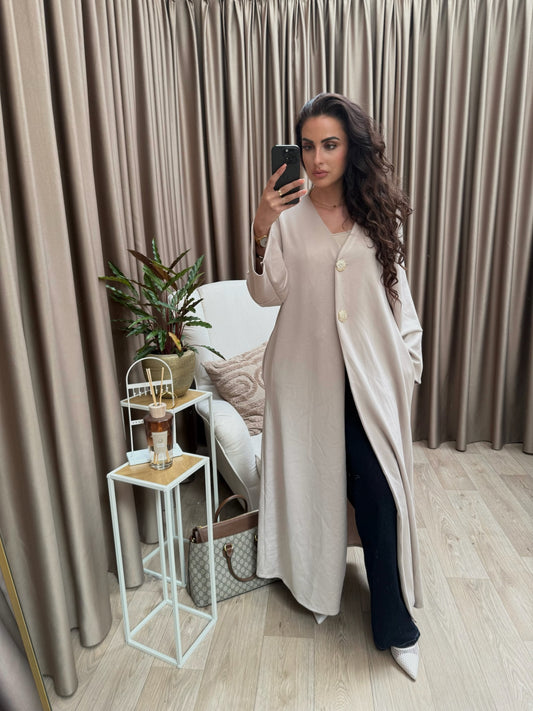 Ela beige gold button