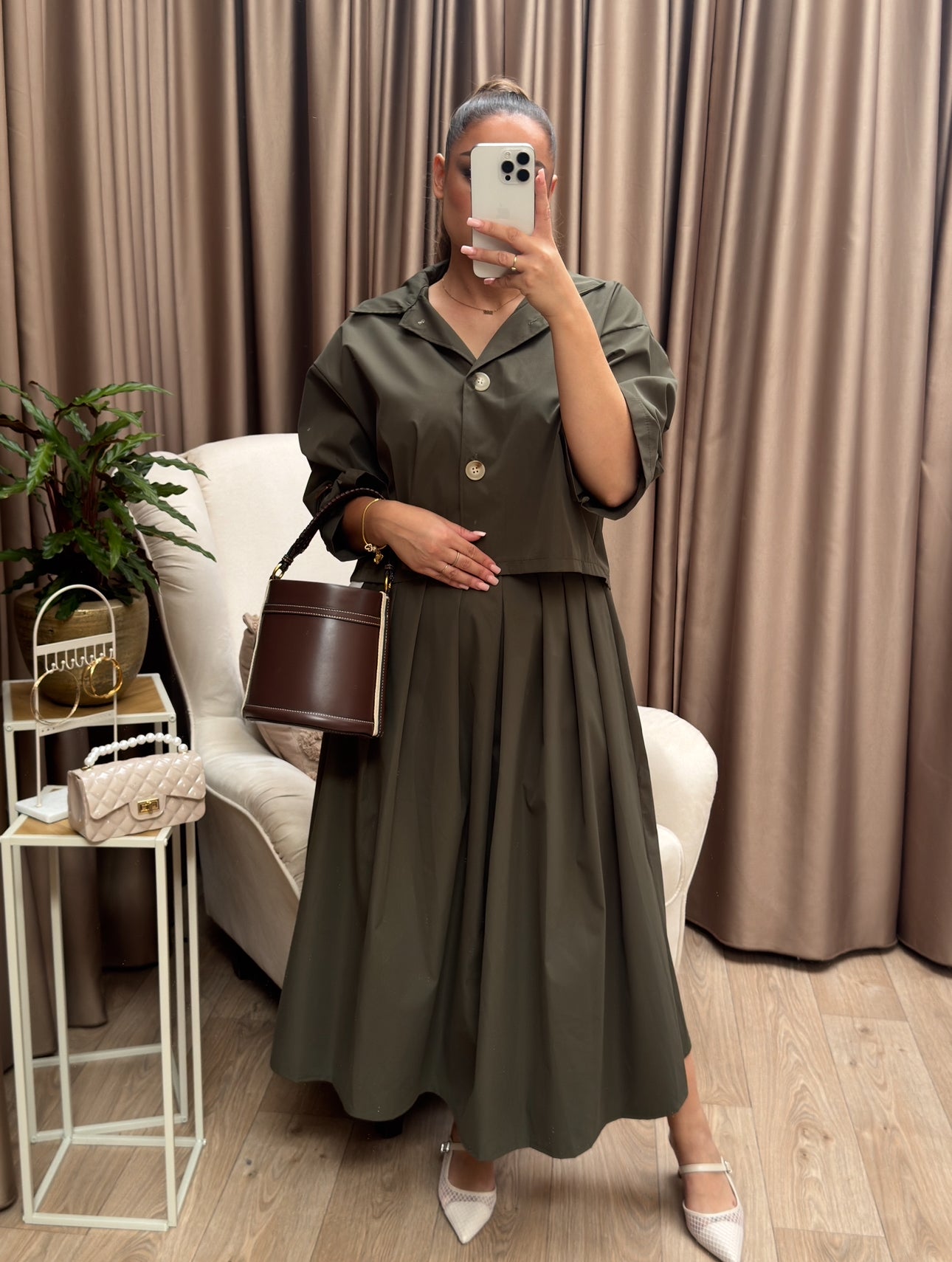 Trenchcoat set kaki