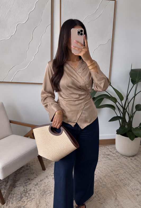 Wikkel blouse gold