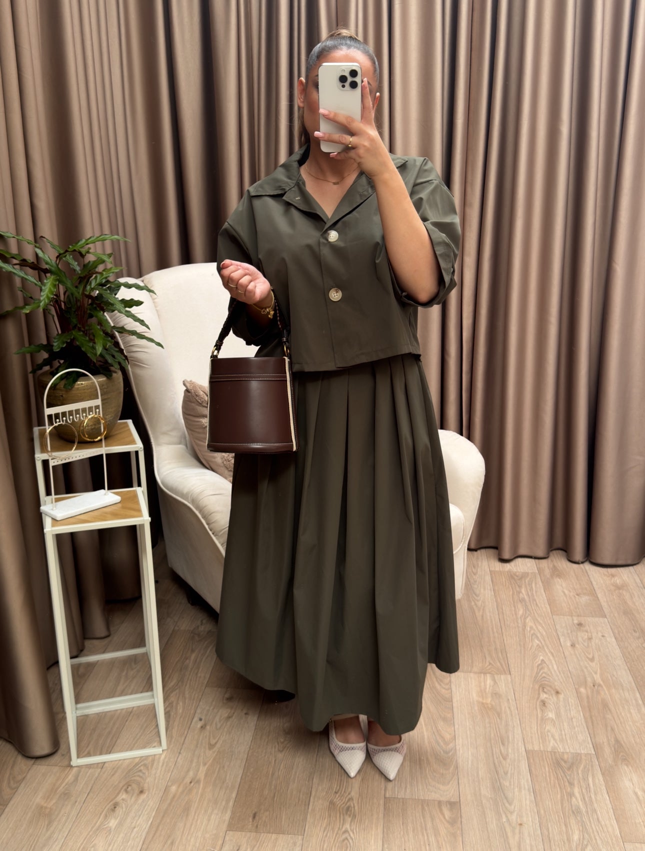 Trenchcoat set kaki