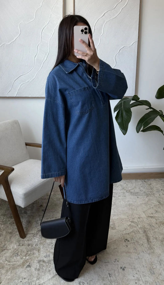 Denim long maxi top