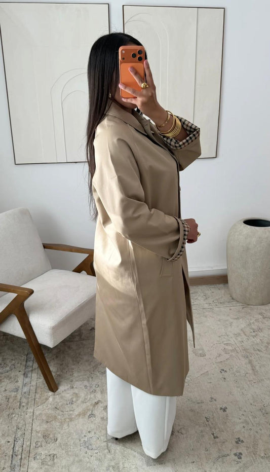 Raven taupe oversized trenchcoat