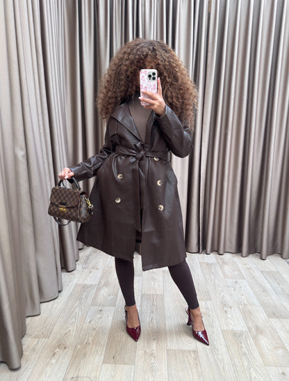 Imane faux Leather coffee