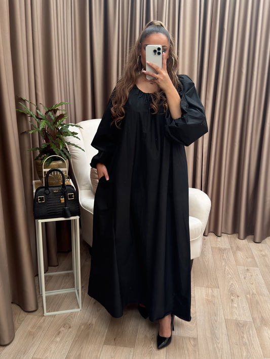 Poplin blouse jurk Black